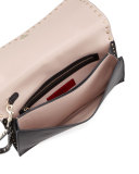 Rockstud Flap Wristlet Clutch Bag, Black