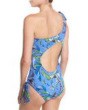 Jungle-Print One-Shoulder Swimsuit