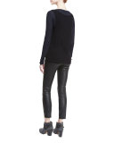Chatel Leather Zip Leggings, Black