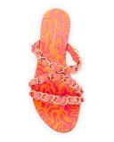 Taya Woven Satin Chain Flat Sandal, Multi