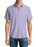 Manning Pin-Dot Short-Sleeve Sport Shirt, Pink