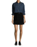 Denny Suede Mini Skirt, Black