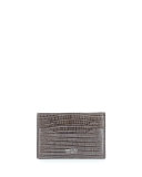 Lizard Leather Card Case, Gray