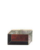Pia Geometric Shell Minaudiere, Black/Red