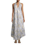 Metallic Paisley Cutaway Maxi Dress