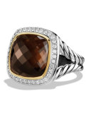 Albion Ring with Smoky Quartz and Diamonds with 18k Gold