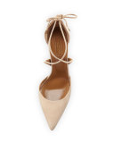 Matilde Crisscross Suede 105mm Pump, Nude
