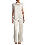 Kenmare Havana Herringbone Wide-Leg Linen Pants, Multi