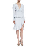 Ruffled Peplum Slit Dress