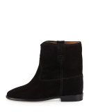 Crisi Western Suede Flat Bootie, Black