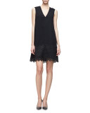 Sleeveless Lace-Hem Tunic Dress, Black