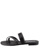 Susa Flat Leather Sandal, Black