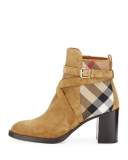 Vaughan Check & Suede 70mm Bootie, Sandstone