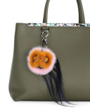 Mini Beak Mohawk Fur Monster Charm for Handbag, Orange/Pink/Navy