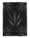 Oversize Dagger-Print Scarf, Navy