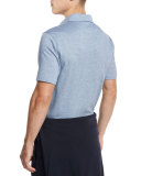 Striped Jacquard Polo Shirt, Dark Blue