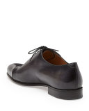 Gaspard Slash-Toe Leather Shoe, Black 