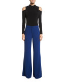 Paula Slim Wide-Leg Pants, Blue