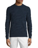 Camo-Print Long-Sleeve Crewneck Sweater, Midnight