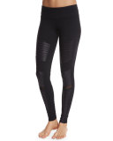 Moto Full-Length Sport Leggings, Black