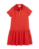 Cali Smocked Raglan Polo Dress, Red/Pink, Size 4-14