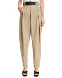 High-Waist Pleated Trousers, Khaki