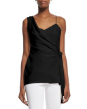 Sleeveless Draped Side-Tie Top, Black