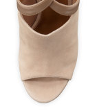 Kaya Plateau Suede 140mm Sandal, Biscotto