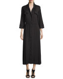Mirette 3/4-Sleeve Snap-Front Midi Dress