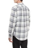 Plaid Flannel Woven Shirt, Gray Pattern