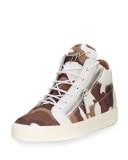 Men's Camouflage Canvas Mid-Top Sneaker, White/Brown