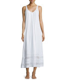 Spa Eyelet-Trim Sleeveless Gown, White