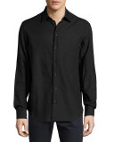 Textured Cotton Sport Shirt, Black