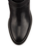 Calf Leather Biker Boot, Black