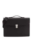 Cadogan Leather Flap Briefcase, Black