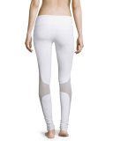 Coast Mesh-Panel Sport Leggings, White