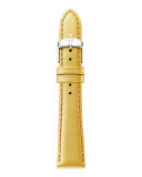 18mm Metallic Saffiano Leather Strap, Gold