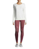 Intricate Cutout-Back Sport Pullover, White Heather