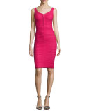 Fenice Sleeveless Ruched Cocktail Dress, Fuchsia 