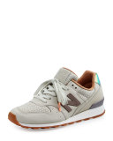 696 Leather & Jacquard Sneaker, Beige