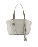 Jola Woven Double-Handle Satchel Bag, Off White