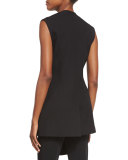 Front-Panel Long Vest, Black