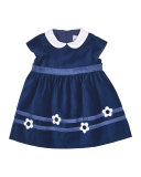 Cap-Sleeve Velvet Dress, Royal, Size 2-6