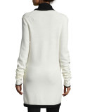 Belted Soft Links Knit Cardigan, Bright Alabaster/Caviar