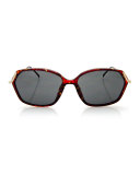 Geometric Monochromatic Sunglasses, Red/Brown