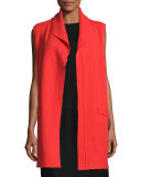 Boiled Wool Funnel-Neck Long Vest