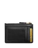 Mini ID Skinny Card Case Key Chain, Light Gold/Black