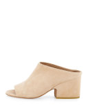 Petra Suede Block-Heel Mule Sandal
