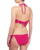 Stella Embroidered-Front Halter Swim Top, Dahlia