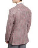 Check Two-Button Wool Sport Coat, Red/Gray